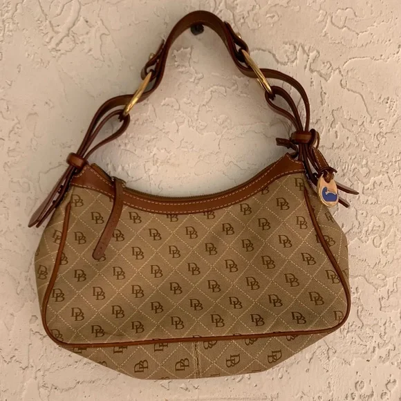 DOONEY & BOURKE Signature Logo Handbag Shoulder Bag Purse. Tan and Brown. - Picture 8 of 15